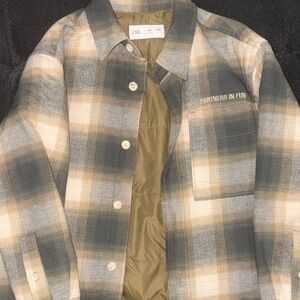 Zara Boy’s Checkered Shirt Jacket - Green and Tan